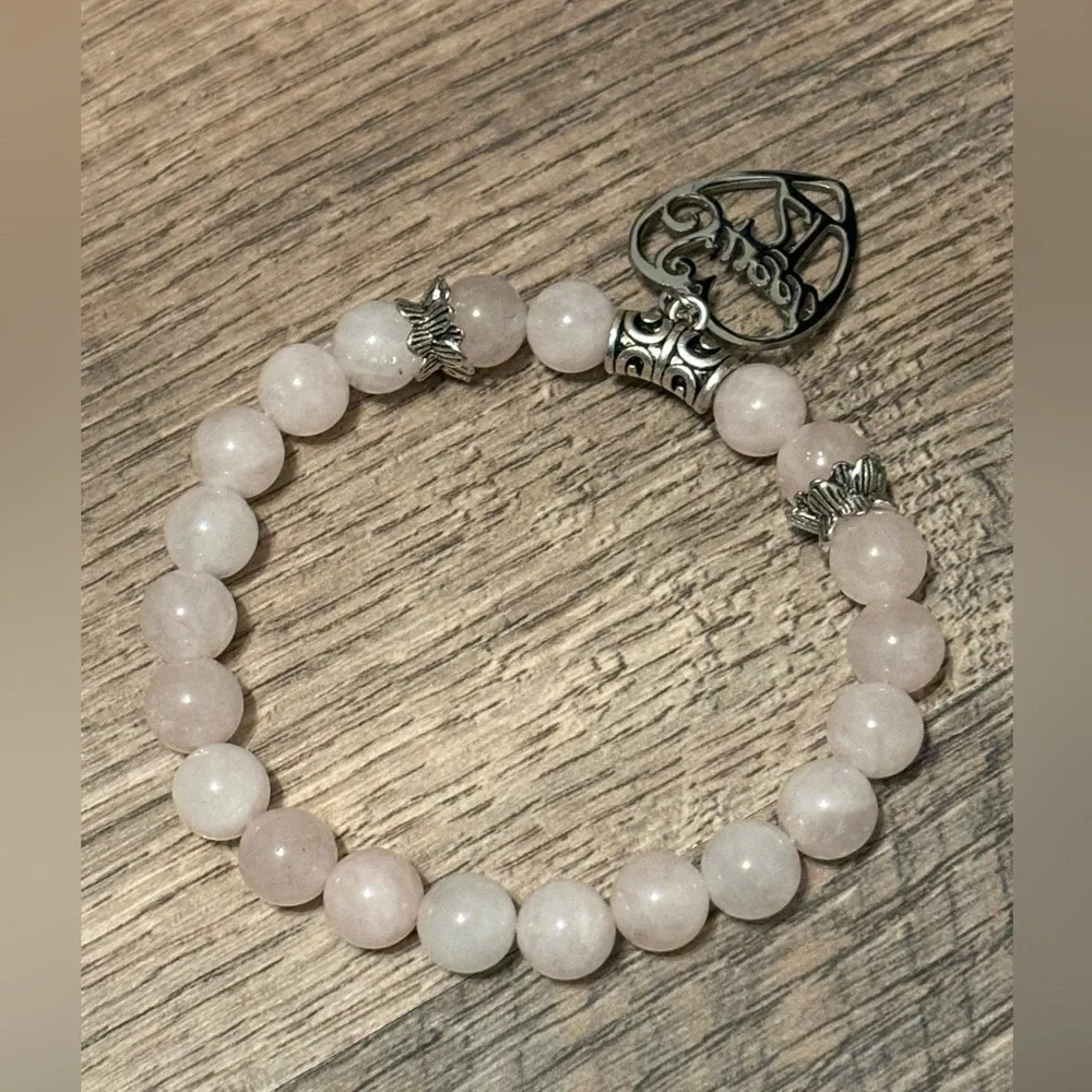 Pastel pink‎ Sweet 21 birthday beaded bracelet
